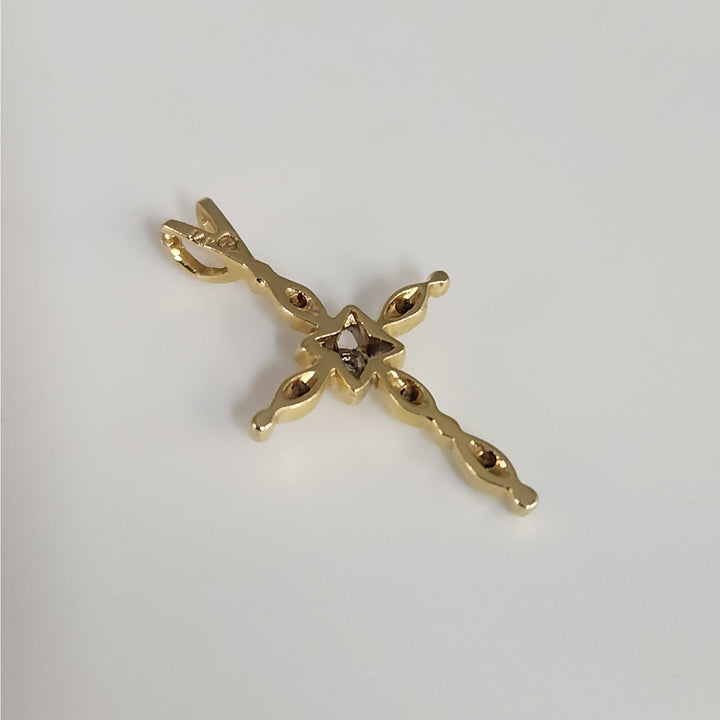 14k Yellow Gold Diamond Cross Pendant Religious Fine Jewelry