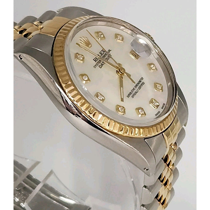 36MM Rolex Date Just Two Tones 18k Yellow Gold Stainless Steel Watch Ref 16013