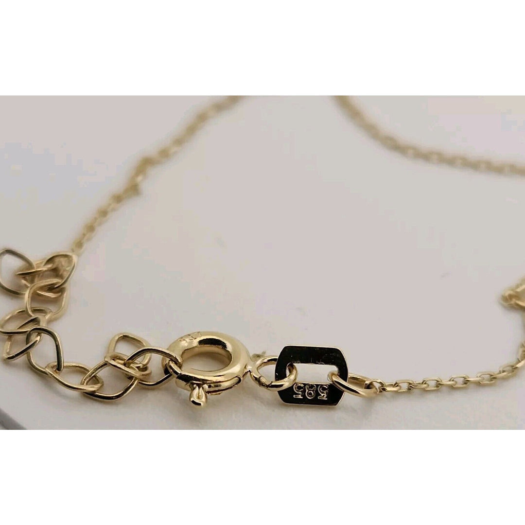 14k Yellow Gold Red Heart Pendant Necklace 18"