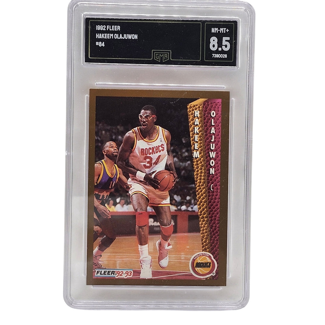 1992 Fleer Hakeem Olajuwon #84 Houston Rockets GMA 8.5 NM-MT+ Basketball Card