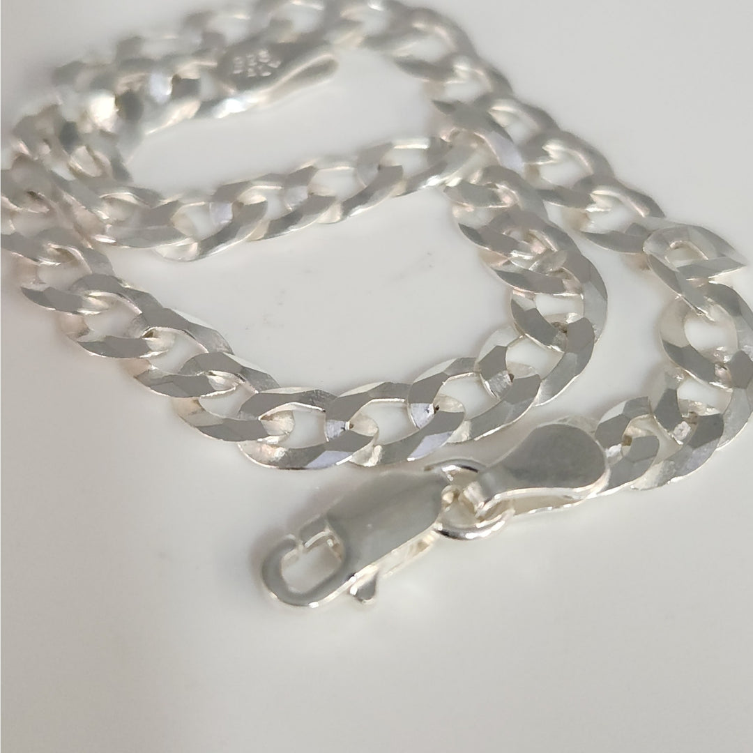 Elegant 925 sterling silver curb Cuban bracelet 8"