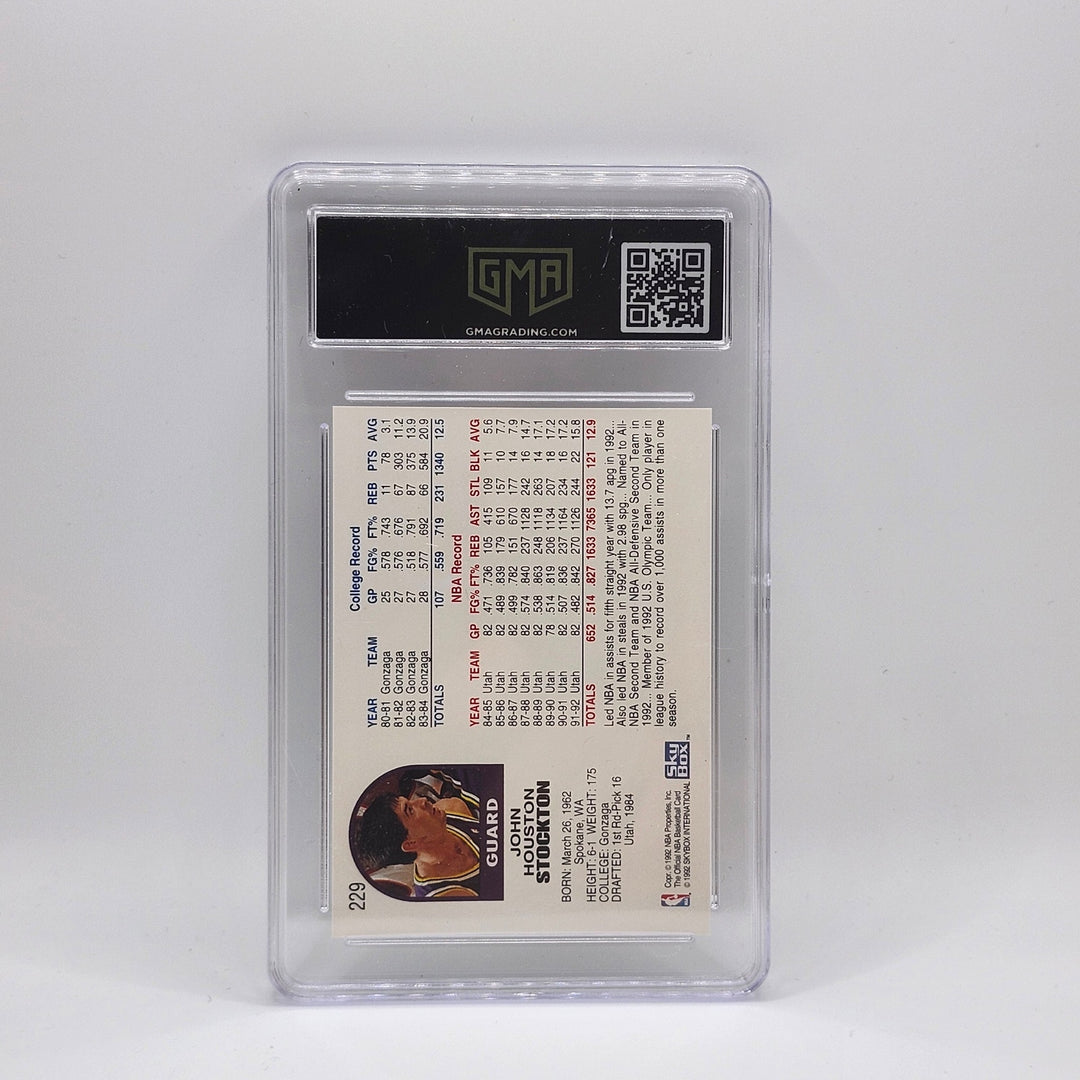 1992 Hoops John Stockton #229 Utah Jazz - GMA 7 NM (Near Mint) Basketball Card