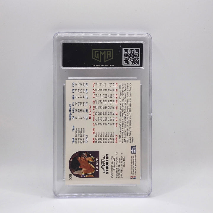 1992 Hoops John Stockton #229 Utah Jazz - GMA 7 NM (Near Mint) Basketball Card