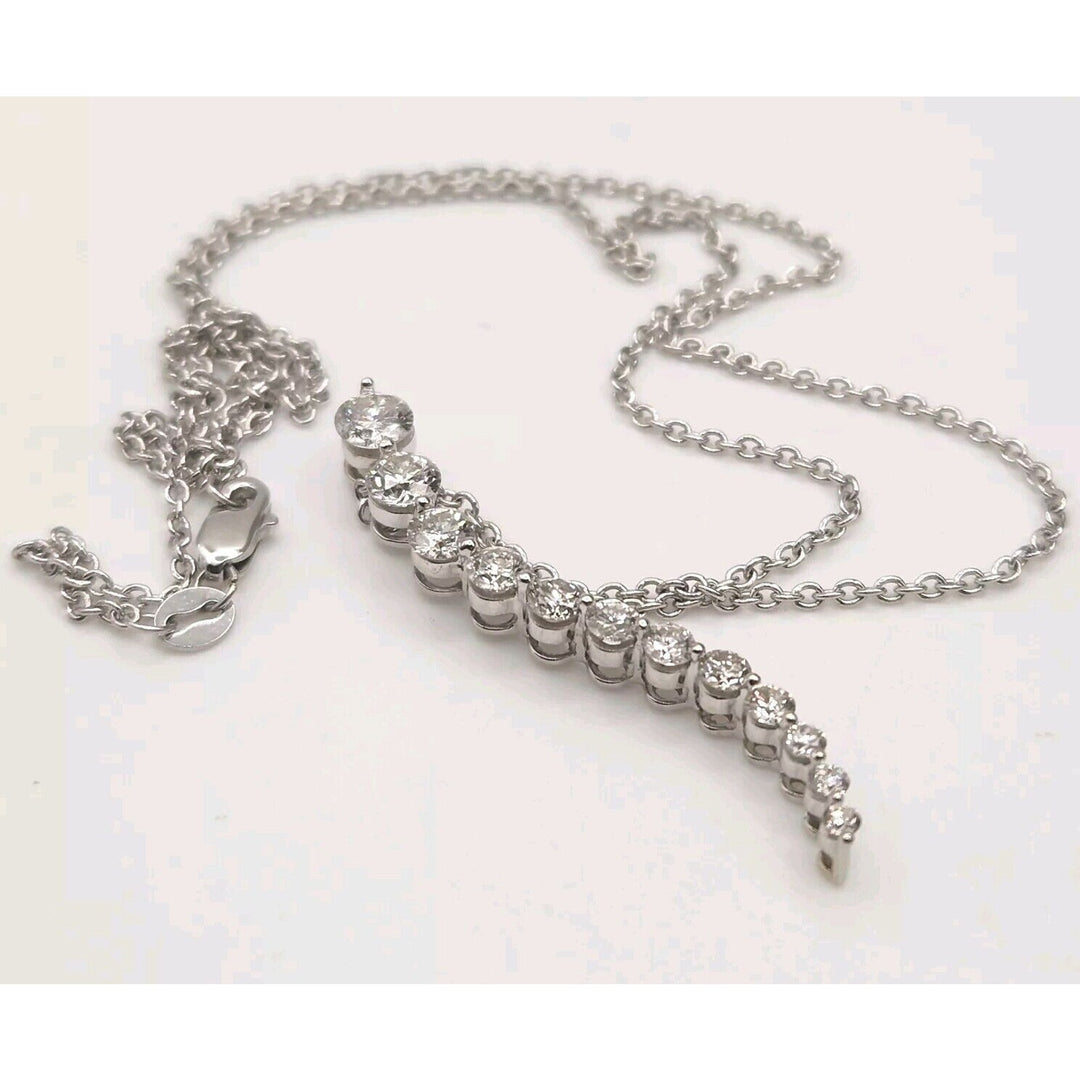 14k White Gold Diamond Tears Shape Pendant 12 round Diamonds 1 1/2 CT Necklace