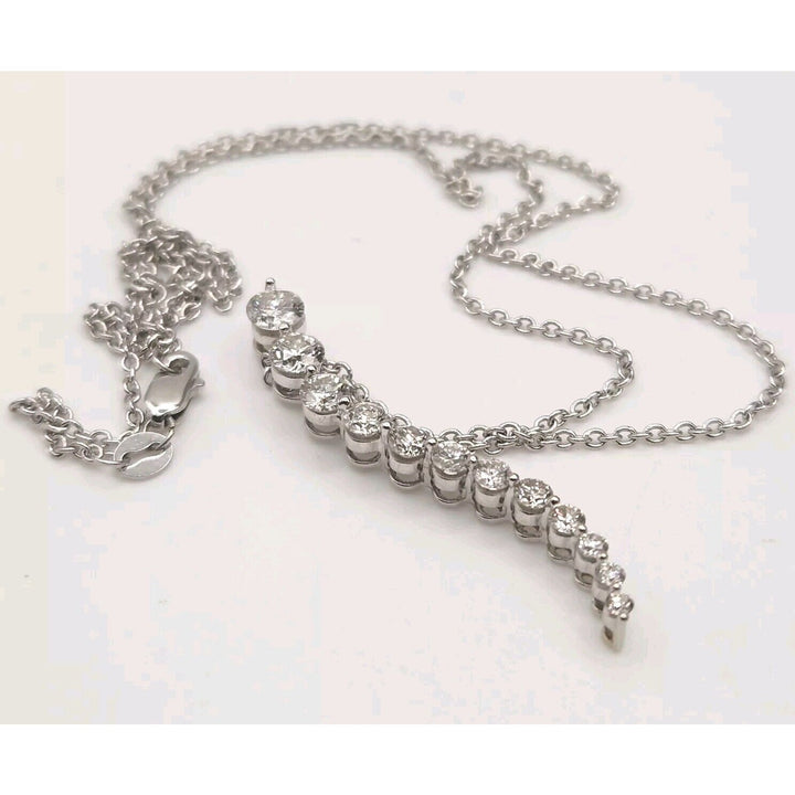 14k White Gold Diamond Tears Shape Pendant 12 round Diamonds 1 1/2 CT Necklace