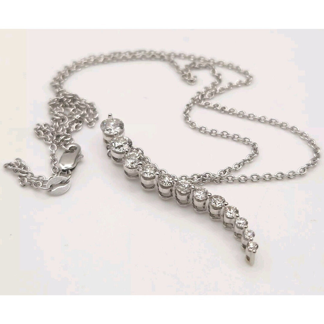14k White Gold Diamond Tears Shape Pendant 12 round Diamonds 1 1/2 CT Necklace