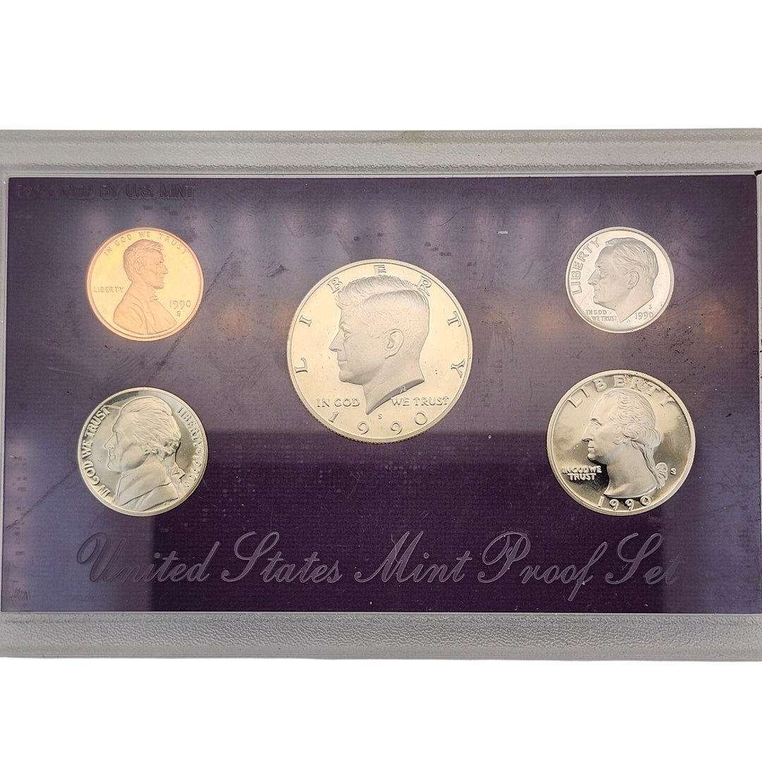 1990-S United States Mint Proof Set 5-Coin Collection in Original Packaging Case