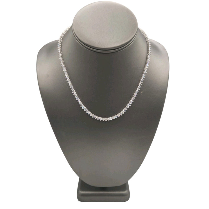 3 Prongs D VVS1 Full Moissanite Tennis Necklace 925 Sterling Silver 17"...