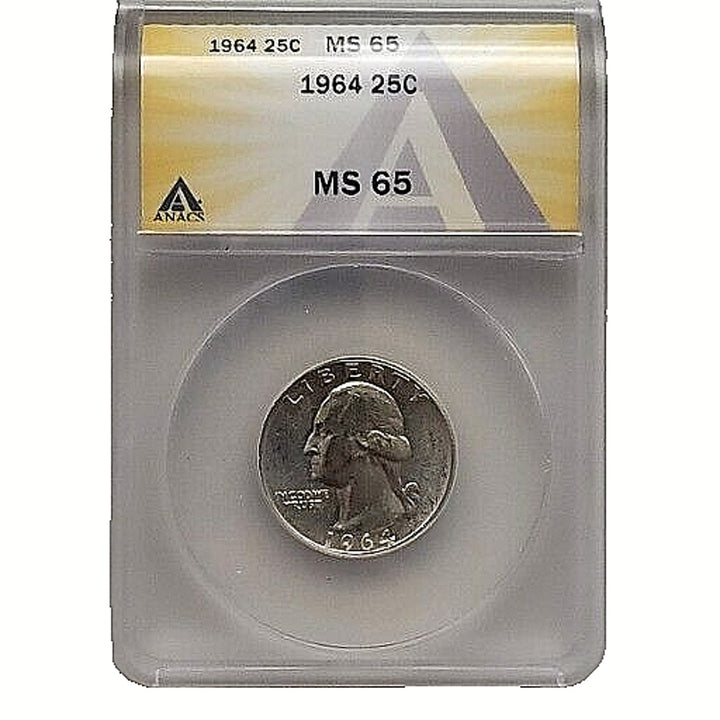 1964 Washington Quarter 25C ANACS MS65