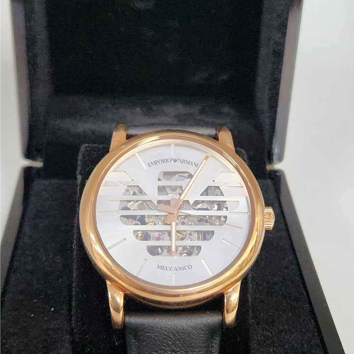Emporio Armani Meccanico Automatic Skeleton Rose Gold Watch AR60031