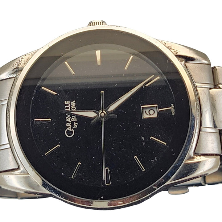 Caravelle by Bulova Men's Silver Tone Black Dial Quartz Watch