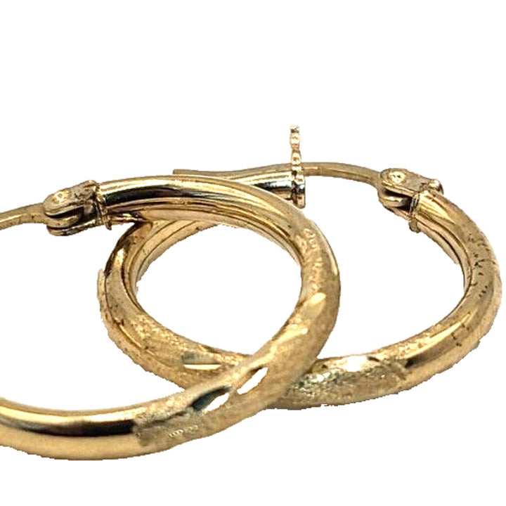 14k Engraved Gold Hoop Earrings With 1.7g Of Gold