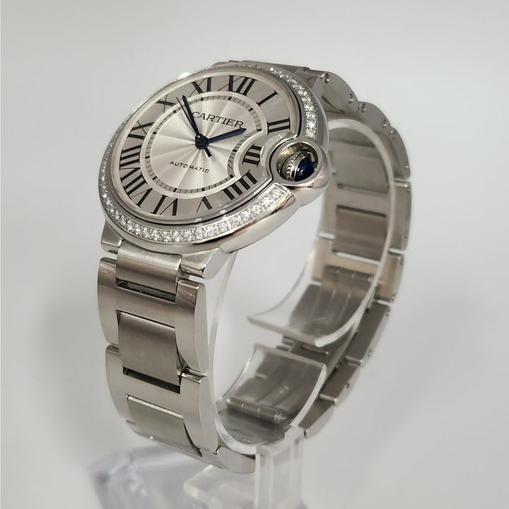 Cartier Ballon Bleu 36MM Automatic Diamond Bezel Watch