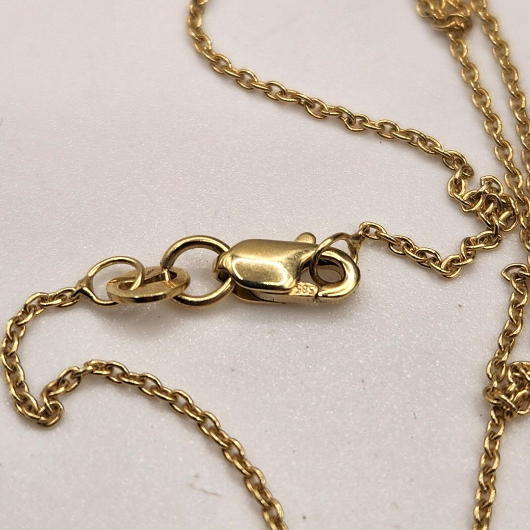 14k Yellow Gold Blue Evil Eye Luck Charm Pendant & Necklace 18"
