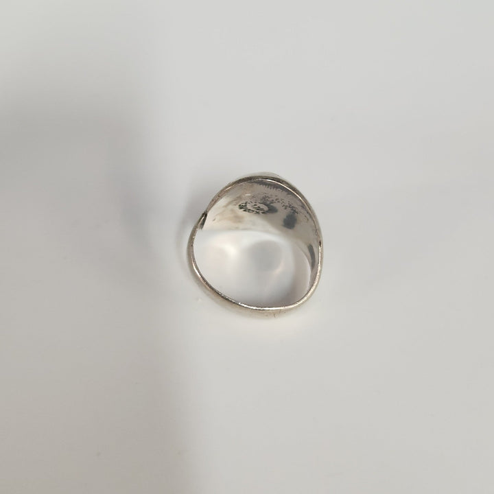 Artisan Sterling Silver Mask Ring set With Dual Green Aventurine Cabochons Stone