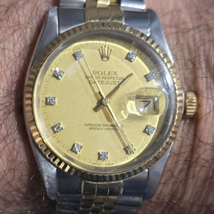 1982 Rolex Datejust 36 Ref 16013 18K/Steel Jubilee 14K Bezel