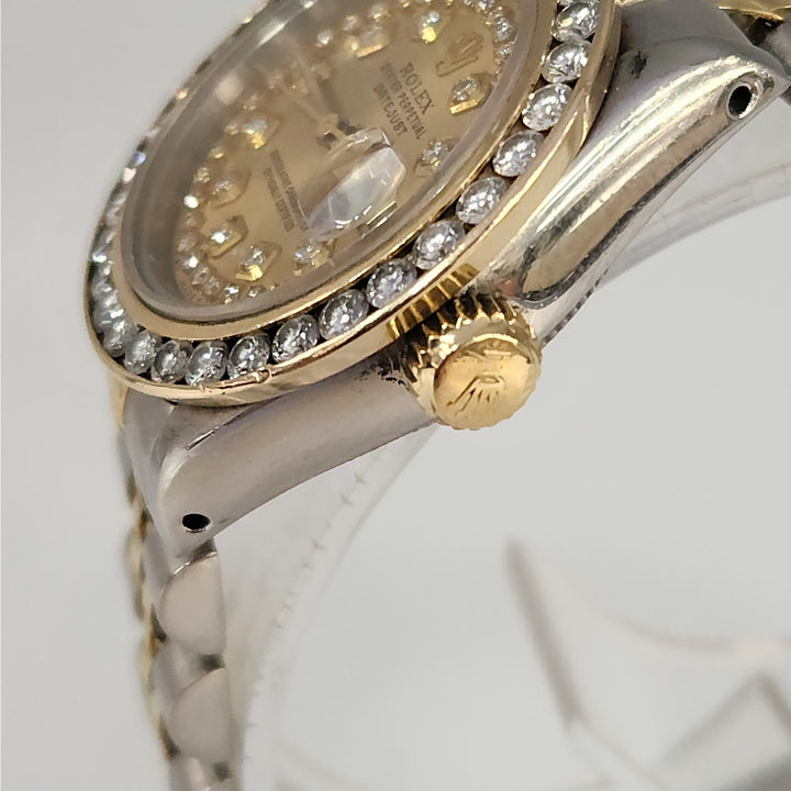 Rolex Lady Datejust 26mm Ref 69173 Two-Tone 18 k Gold Steel Diamond Dial & Bezel