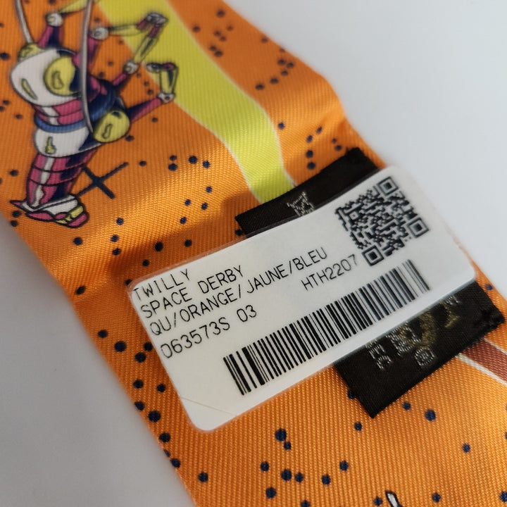 New Hermes Twilly Scarf 100% Silk Space Derby Orange's Color