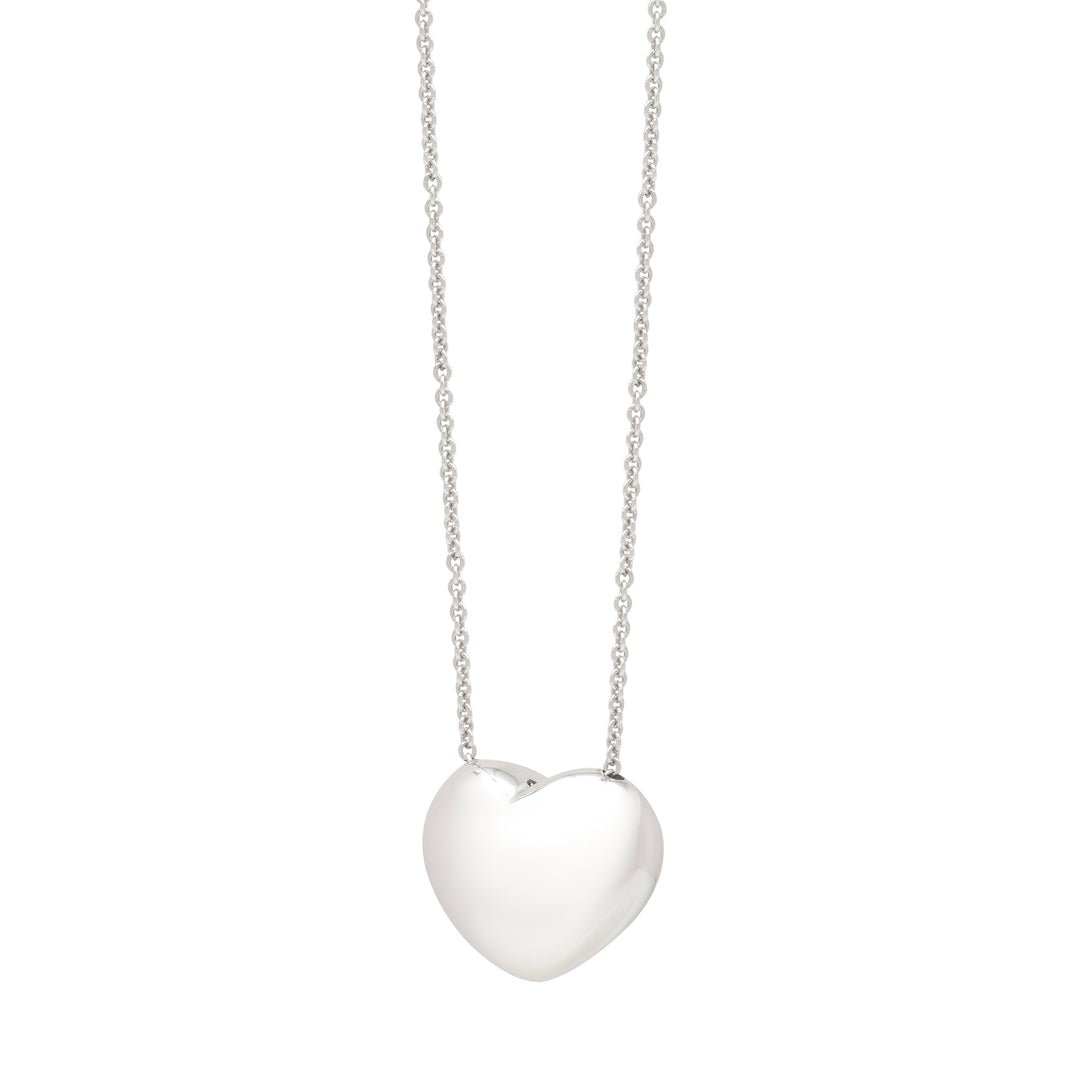 Silver Puffy Heart Necklace