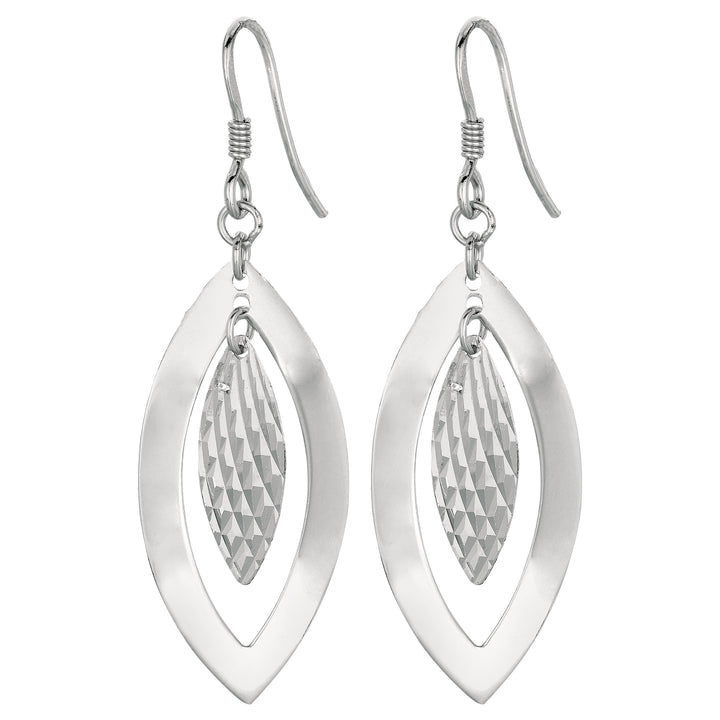 Silver Marquise Disc Dangle Earring