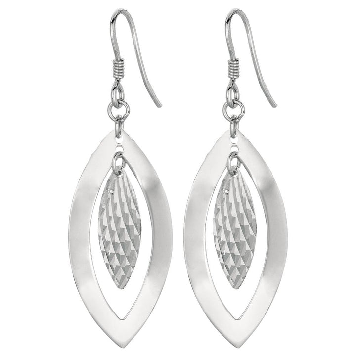 Silver Marquise Disc Dangle Earring