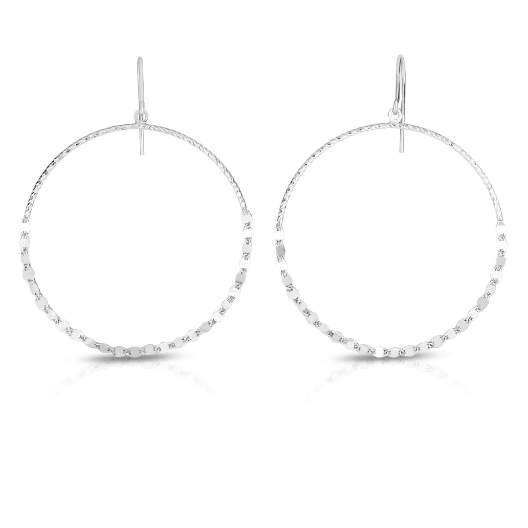 Silver Large Circle Mirror Chain Earring