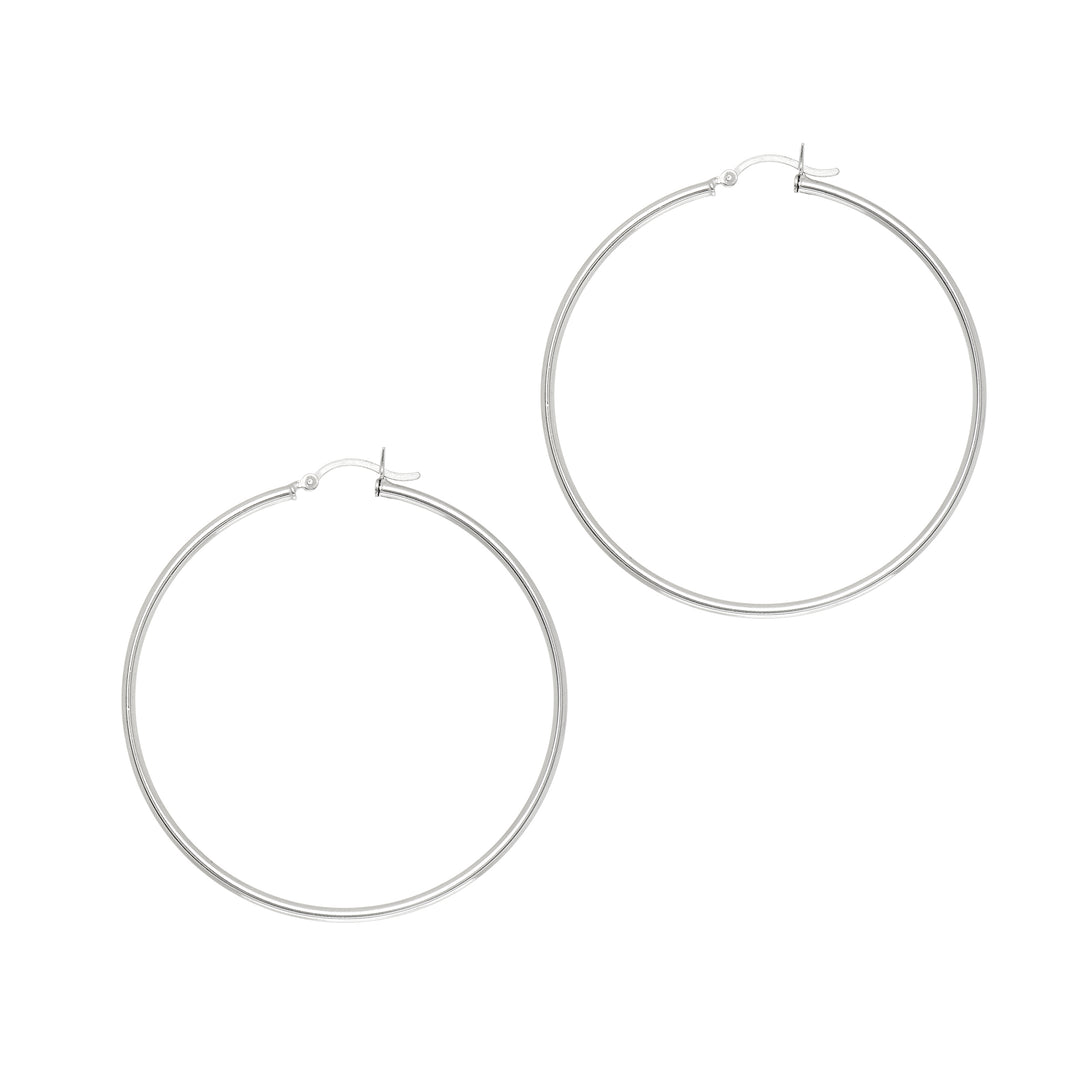 Silver 2x50mm Hoop Earring