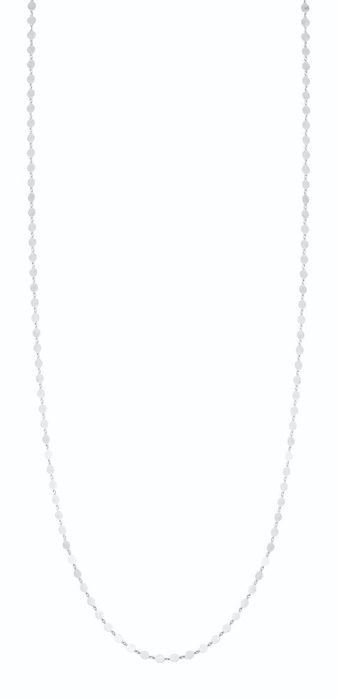 Silver Mirror Link Single Strand Long Necklace