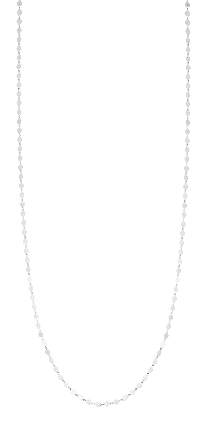 Silver Mirror Link Single Strand Long Necklace