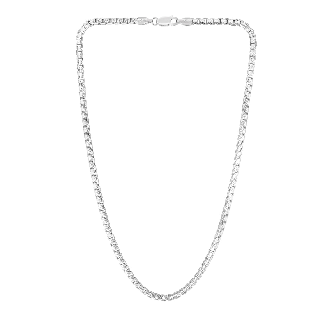 Sterling Silver 3.9mm Rockstar Cut Round Box Chain