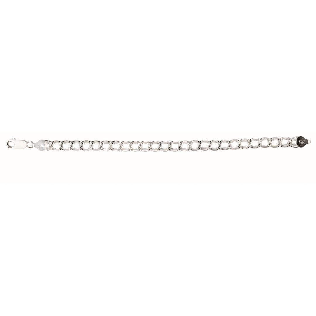 Silver Small Double Interlocking Oval Link Bracelet