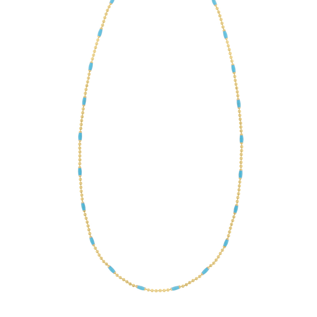 Gold Over Silver Enamel Beaded Chain Necklace