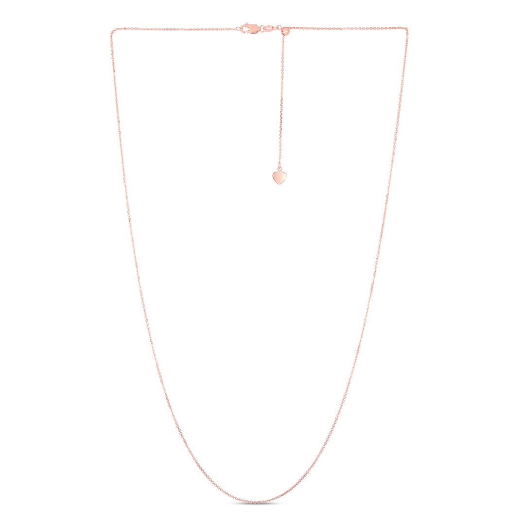 14K Gold 1.1mm Adjustable Diamond Cut Cable Chain