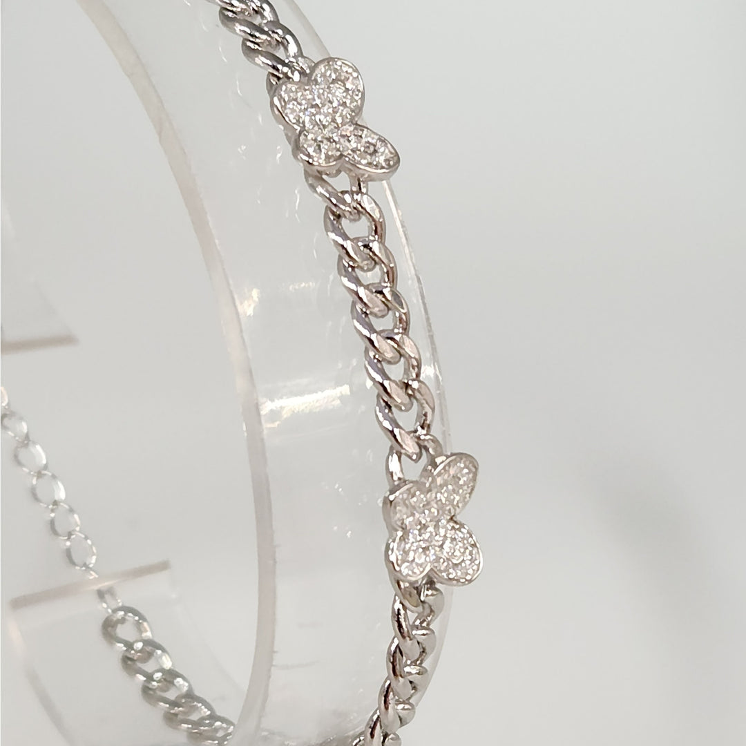 925 Sterling Silver Moissanite Butterfly Cuban link bracelet 8"