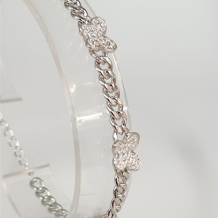 925 Sterling Silver Moissanite Butterfly Cuban link bracelet 8"