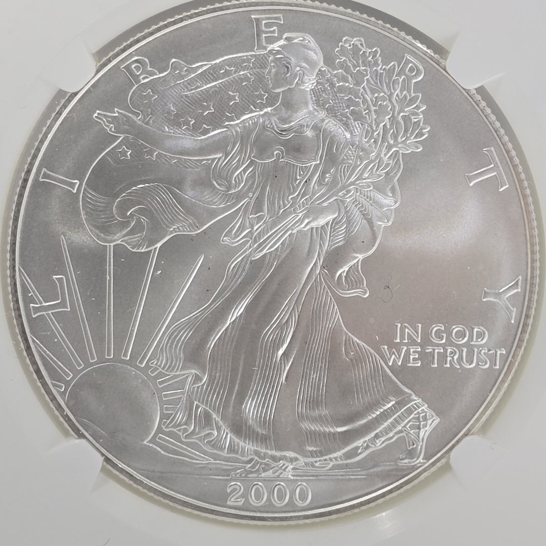 2000 American Silver Eagle, 1 Oz Fine .999 Silver USA Uncirculated $1 NGC MS69