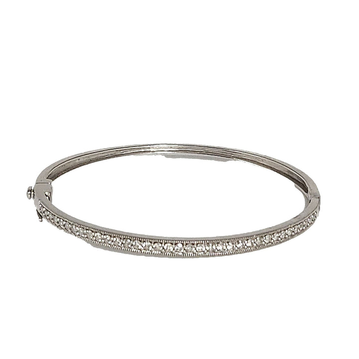 Elegant 14k White Gold Diamonds Bangle Bracelet