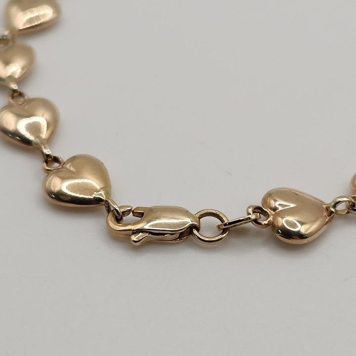 14k Yellow Gold Fashion Heart Bracelet 7.5"