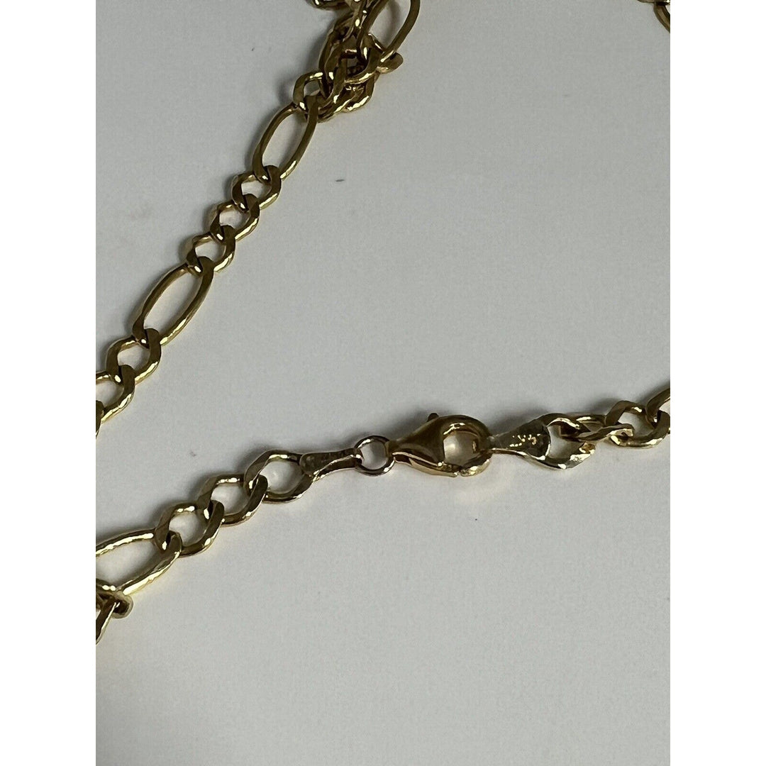 14k Gold Heavy Figaro Chain Necklace, 22in , 19.6g