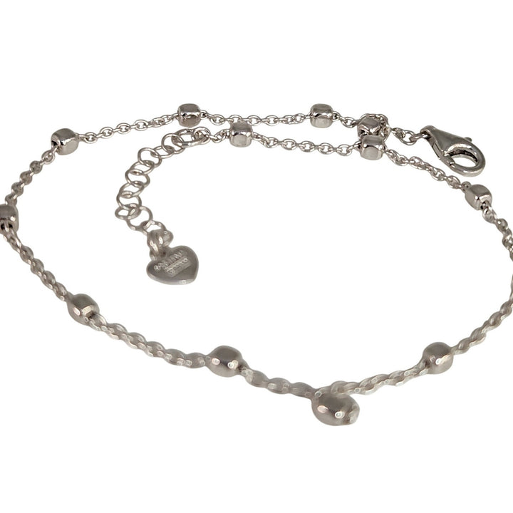 925 Sterling Silver Beaded Adjustable Anklet 10"