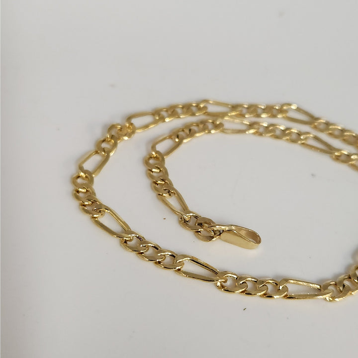 14k Yellow Gold Figaro Link  Italian style Anklet 10.5" 3.4g