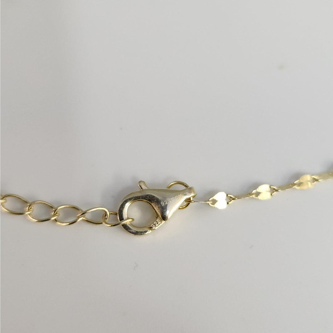925 Sterling Silver Gold -Tone Double Layer Opal Necklace 16"
