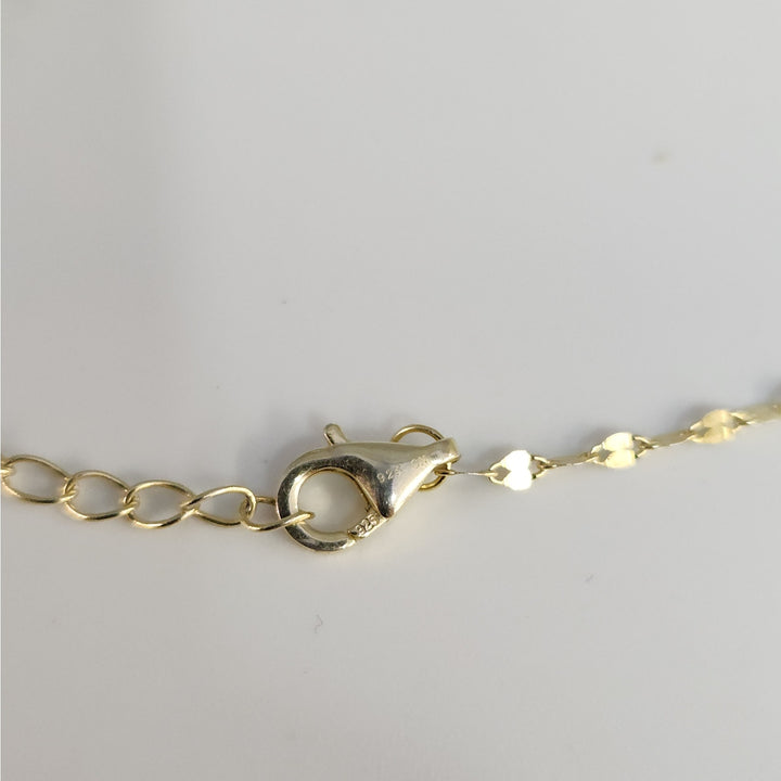 925 Sterling Silver Gold -Tone Double Layer Opal Necklace 16"
