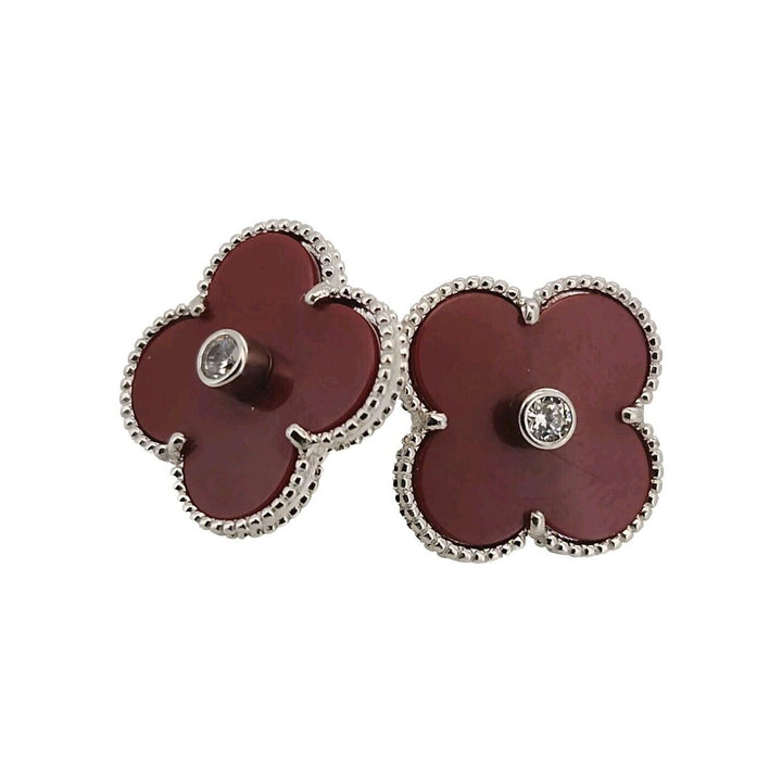 925 sterling silver Red Zirconia Stud earrings