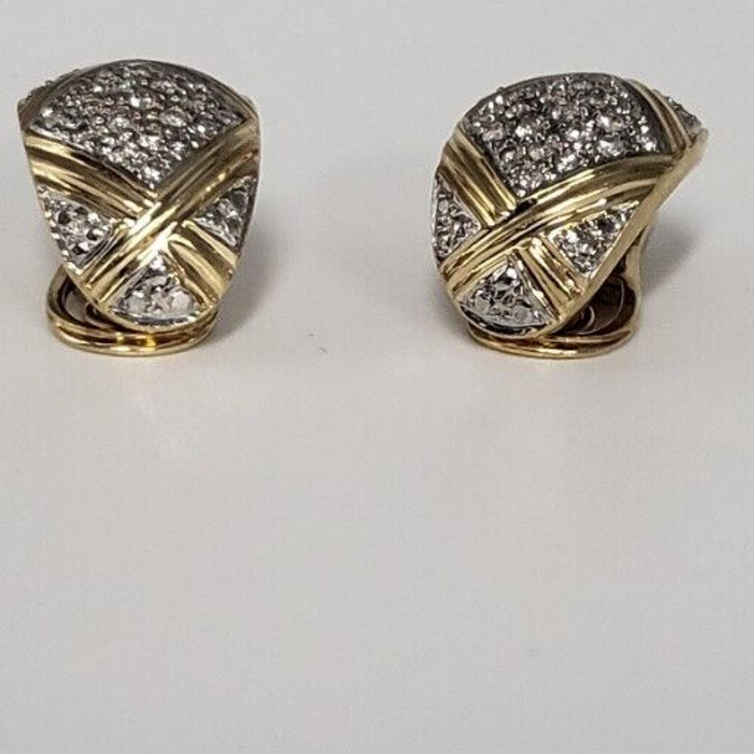 Beautiful Art 14k Diamond Yellow-White Gold Earrings With 10.7g Of Gold