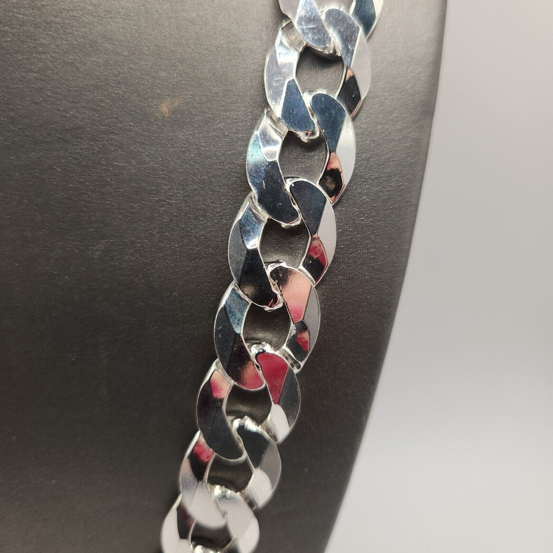 925 Sterling Silver Cuban Chain Necklace 26"