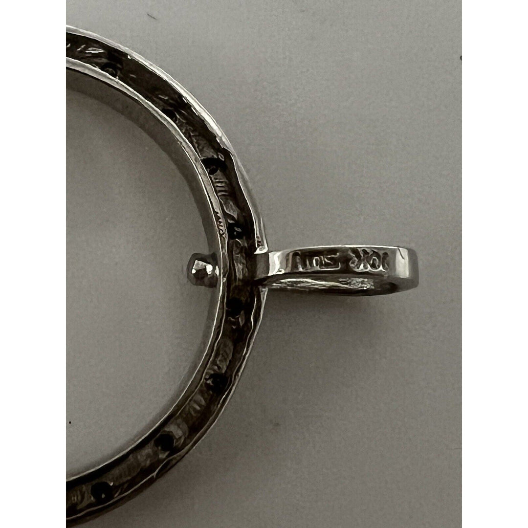 10k Diamonds White Gold Hoop Pendant & Necklace 18"