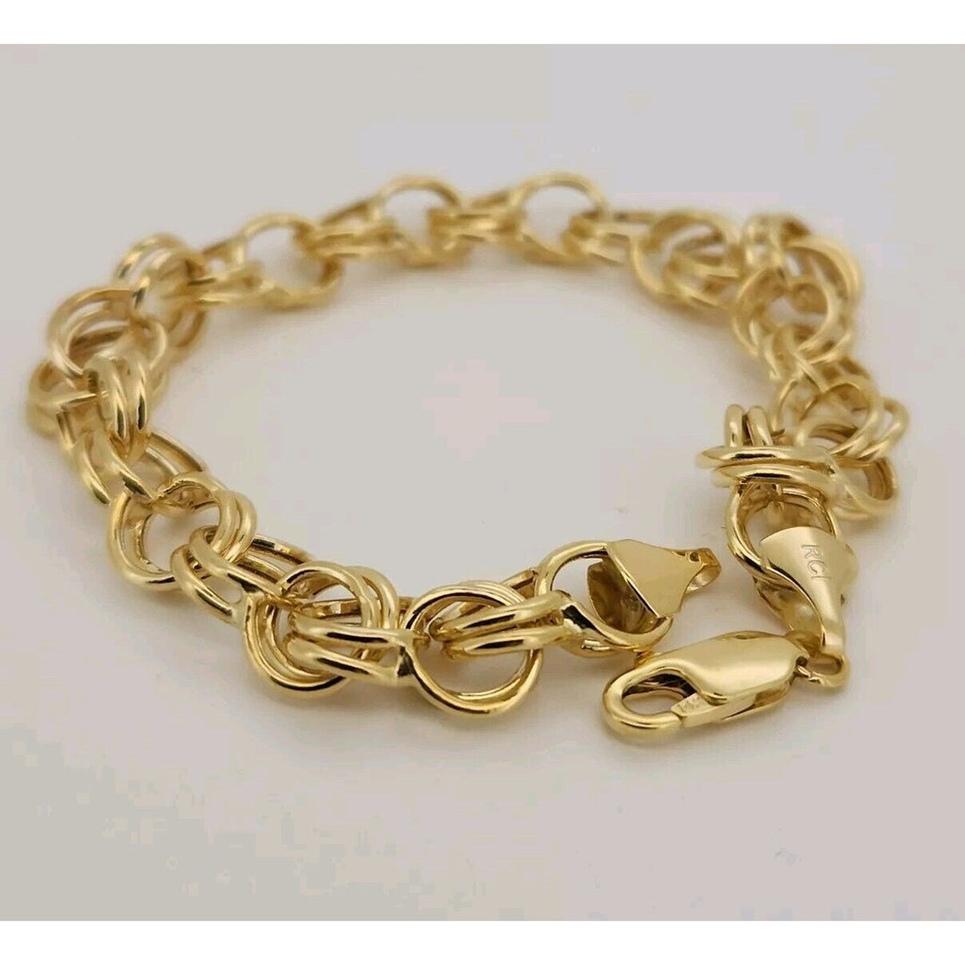 14k Yellow Gold Double Row Chain Link Bracelet 7.2"