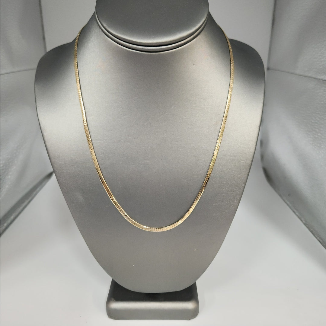 14K Yellow Gold Herringbone necklace 21" solid gold chain
