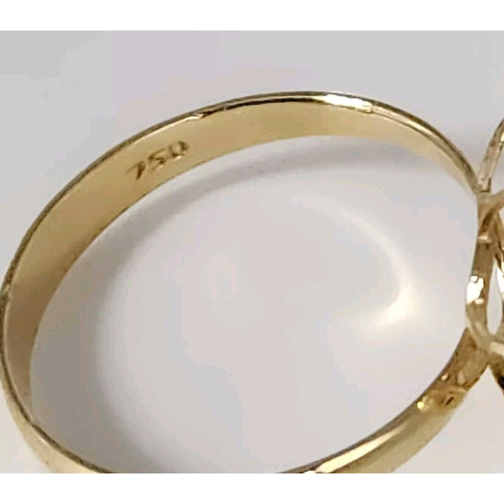 18k Yellow Gold Black &White Diamonds Heart Ring Size 7.25